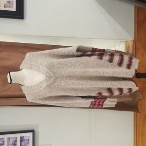 Free People Long Sleeve Knit Dress in Gray and Red